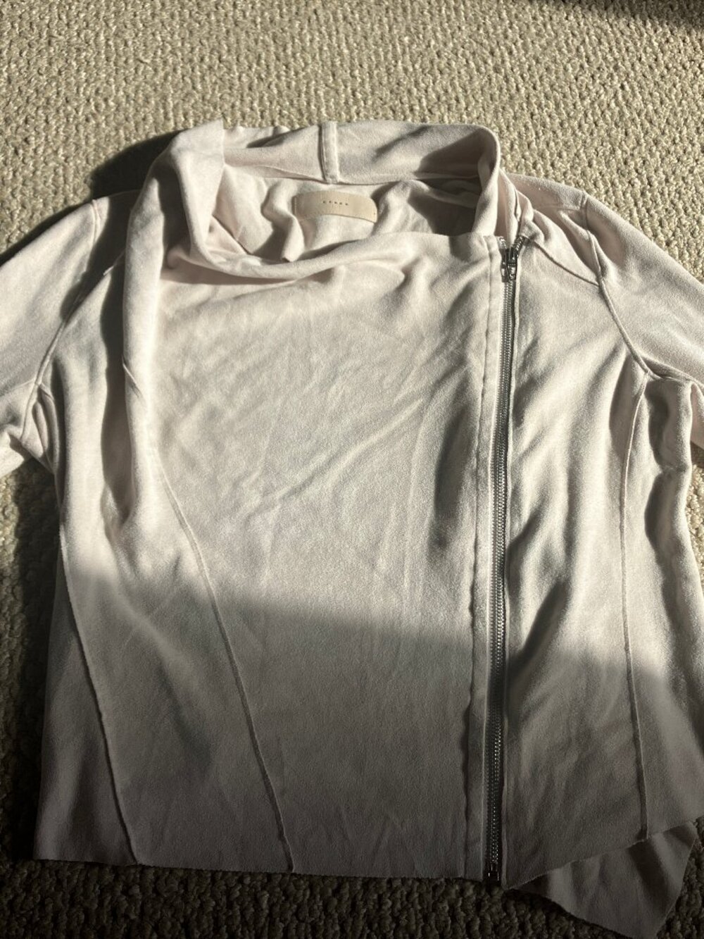 Blank NYC Cowl Neck Jacket Faux Leather Zip-Up Ivory Beige Medium